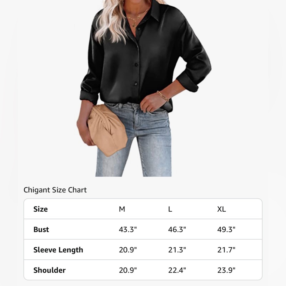 Women's Black Satin button up Blouse